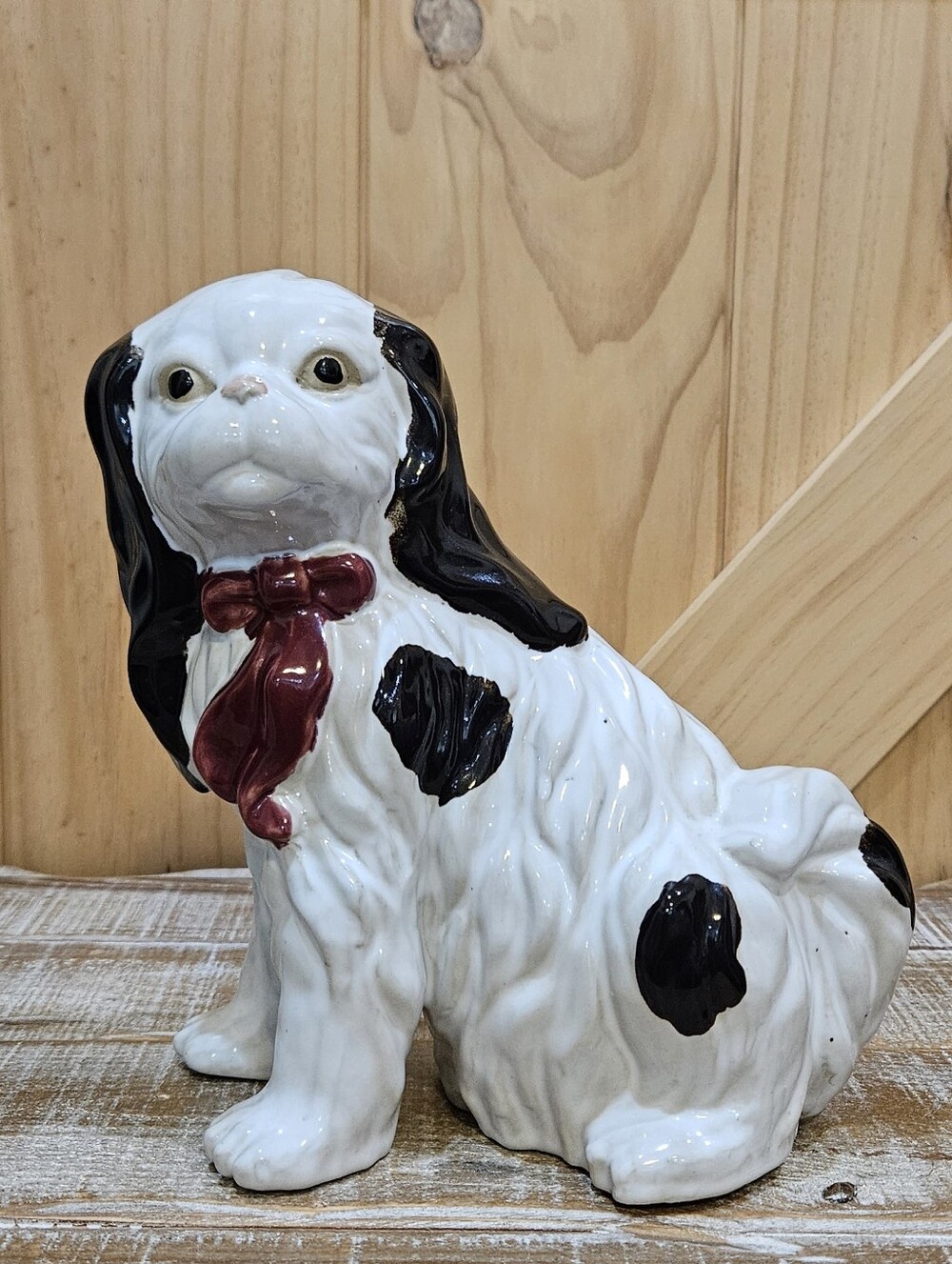 Vintage | Stafforshire Style Dog Figurine | King Charles Spaniel | English Dog